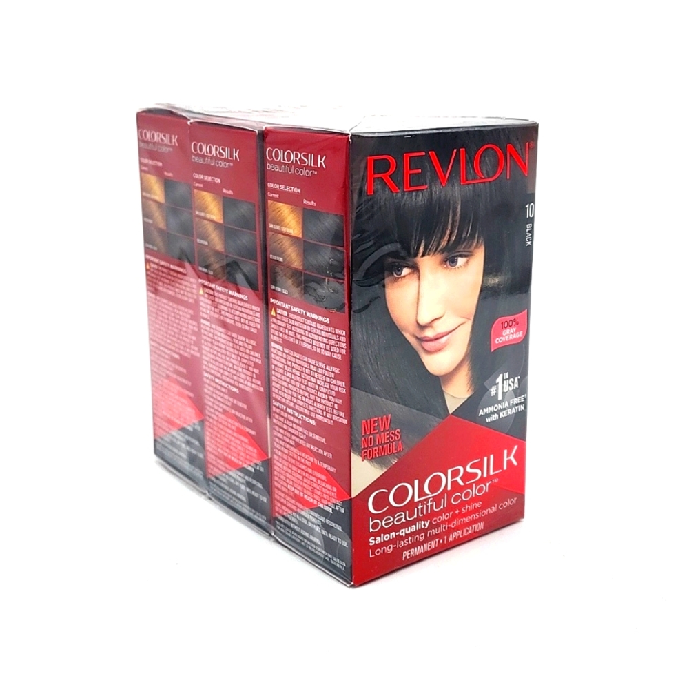 Revlon Colorsilk Black 10 Ammonia free Hair Dye 3 Pack